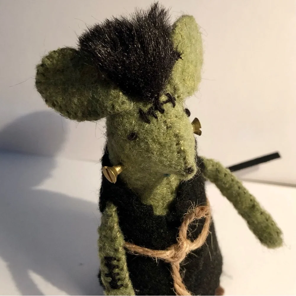 Frankenstein felt Mouse Frankenmouse art doll Hallloween Summerween hand-sewn